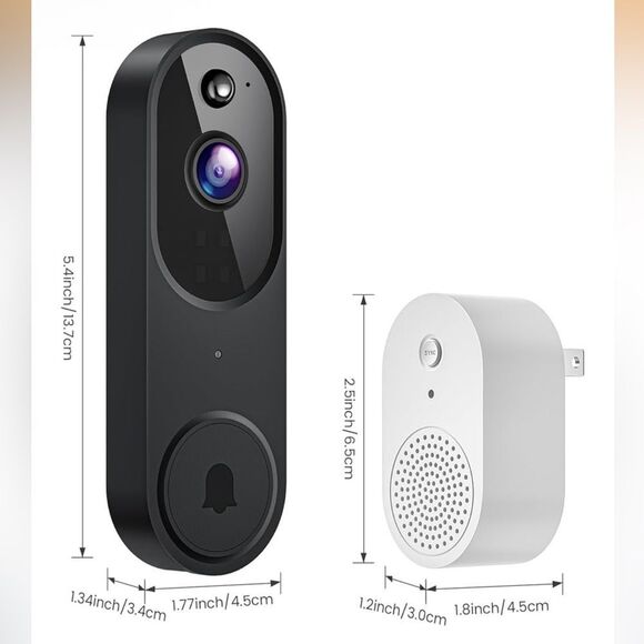 1080P Wireless Video Doorbell Camera in Black, 2.4GHz Wi-Fi Only. New in Box! - Picture 3 of 15